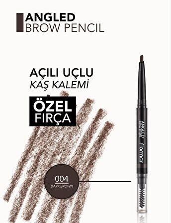 İki Uçlu Açılı Kaş Kalemi ve Kaş Fırçası (Koyu Kahve) - Angled Brow Pencil - 004 - 8690604572069