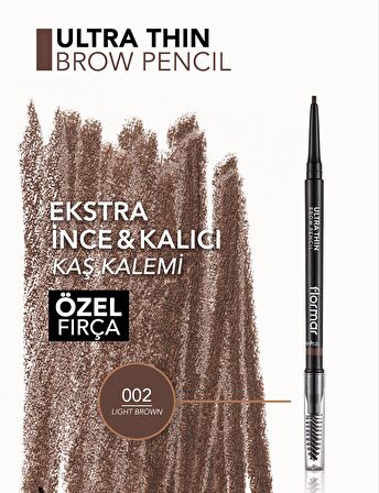 Kaş Kalemi & Fırçası - Ultra Thin Brow Pencil - 002 Light Brown - 8690604572113