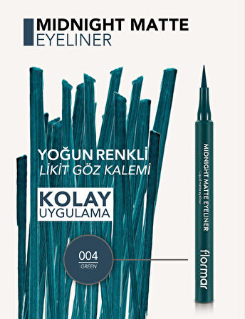 Mat Likit Kalem Eyeliner (YEŞİL) - Midnight Matte Eyeliner - 004 Green - 8690604641673