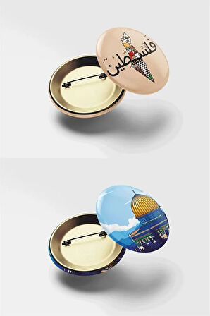 Filistin Temalı Çanta Rozeti Büyük Boy 58 mm 5 Adet