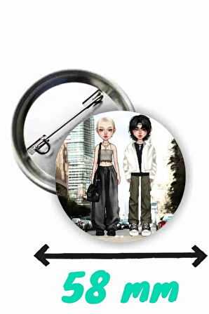 Moda İconu Çiftler Temalı 58 mm Rozet