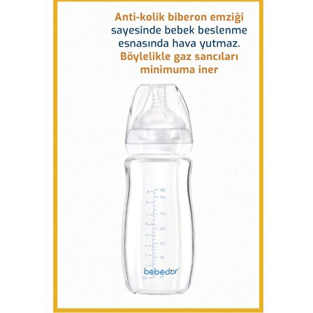 Bebedor Geniş Ağızlı Isıya Dayanıklı Cam Biberon 260ml 51301