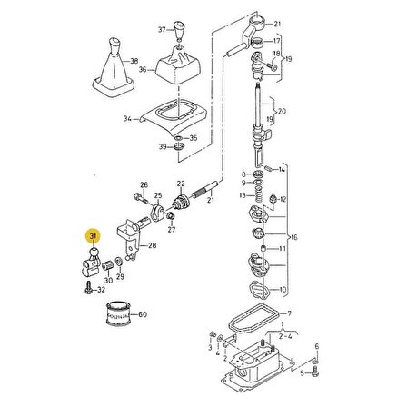 VW Jetta 1986-1992 Vites Değiştirme Mekanizması Parmağı 191711233
