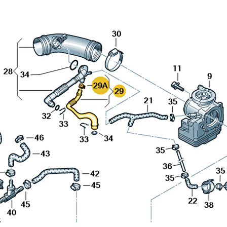 VW Passat B5.5 2001-2005 2.0 AZM Motor Hava Alma Borusu 06B103217M