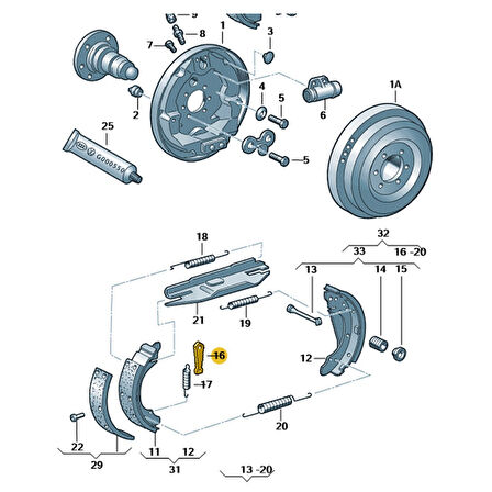 VW Golf 2 1983-1990 Arka Fren Kampana Ayar Cırcırı 171609705