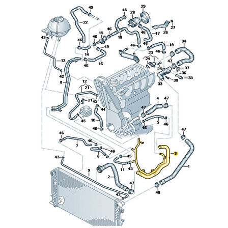 VW Crafter 2006-2013 2.5 TDi Motor Devirdaim Su Borusu 076121065A