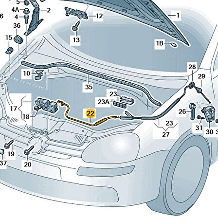 VW Jetta 2006-2010 Ön Kaput Açma Teli Ön Parçası 1K1823531B