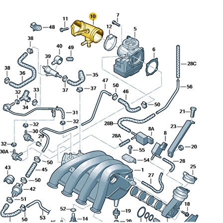 VW Passat B5 1997-2000 1.8 ADR Motor Gaz Kelebeği Borusu 058133356D