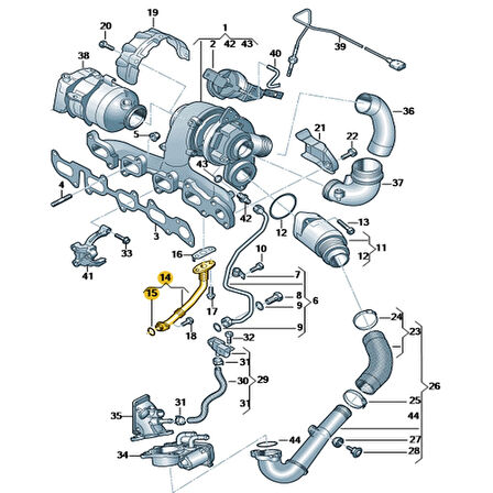 VW Golf 7 2013-2017 Dizel Motor Turbo Yağ Dönüş Borusu 04L145736E