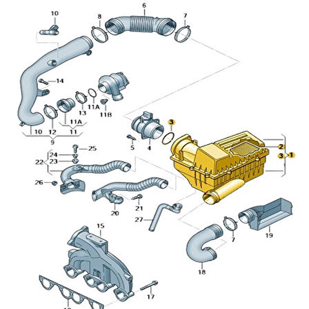Audi A3 HB 2009-2012 1.6 Dizel CAY Hava Filtre Kutusu 3C0129607BD