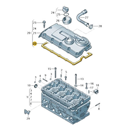 Seat Altea 2004-2008 2.0TDi BKD Motor Külbütör Kapak Contası 03G103483