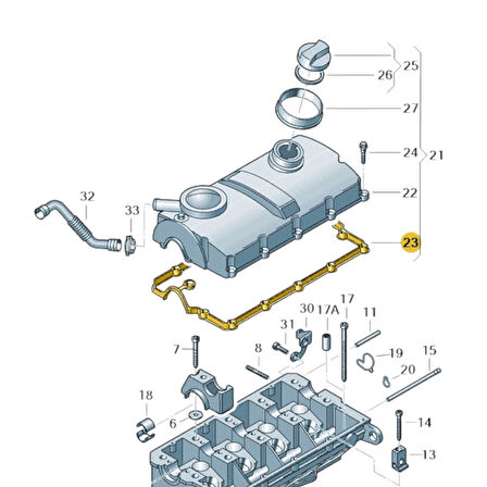VW Caddy 2004-2010 1.9 Dizel BJB Motor Külbütör Kapak Contası