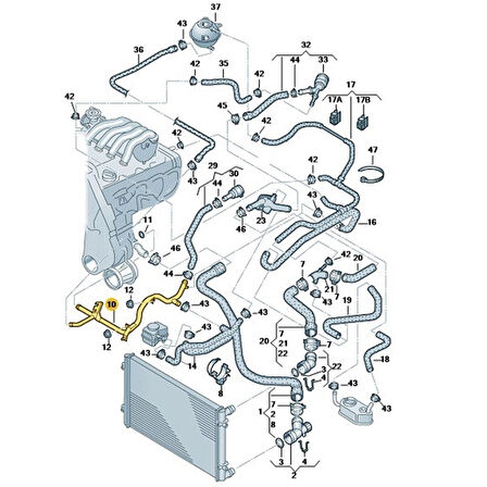 Audi A3 1997-2000 1.6 AEH Devirdaim Su Borusu 06A121065D