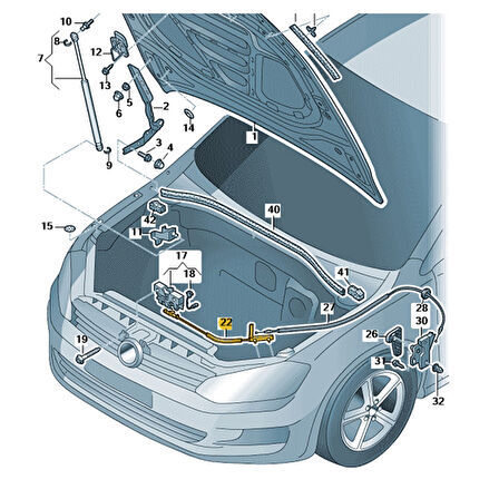 VW Passat B8 2015-2019 Motor Kaputu Açma Teli Öndeki Parça 5G1823531C