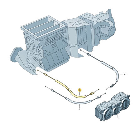 VW Amarok 2010-2012 Kalorifer Ayak Bölme Kumanda Teli Sarı 7H1819833C
