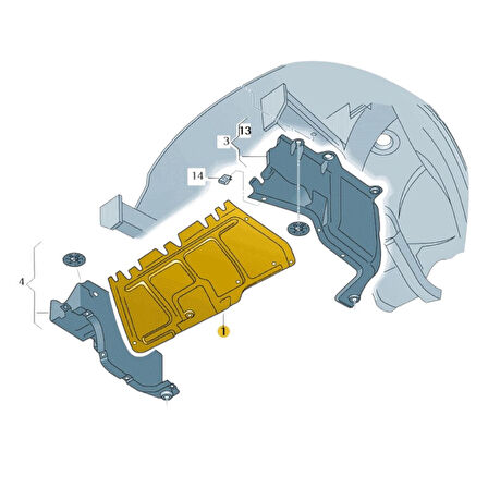 Audi A3 2001-2003 Motor Alt Muhafaza Orta Parça Plastik 1J0825237R