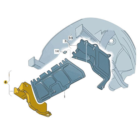Audi A3 1997-2000 Motor Yan Muhafaza Sağ Parça Plastik 1J0825250F