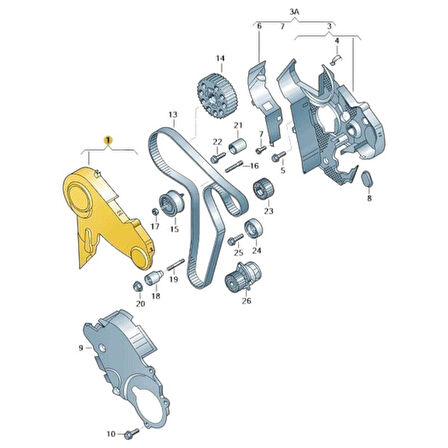 VW Caddy 2011-2015 1.6TDi CAY Motor Triger Üst Kapak 03L109107D