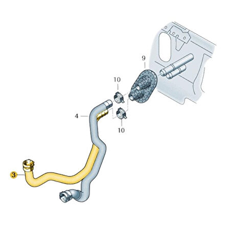 Audi A6 1998-2001 1.8T Kalorifer Radyatörü Alt Hortumu 4B0819371C
