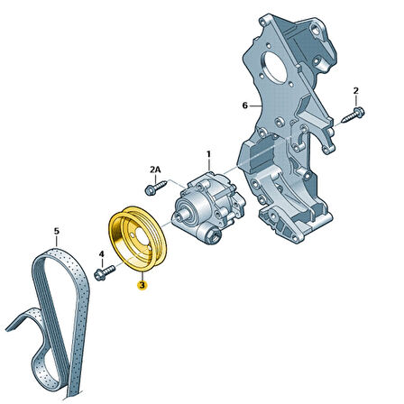 VW Beetle 2006-2010 Direksiyon Pompa Kayış Kasnağı 038145255B