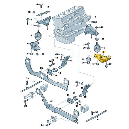 Audi A6 1998-2001 Sol Motor Takoz Taşıyıcı Konsol 4B0199351B