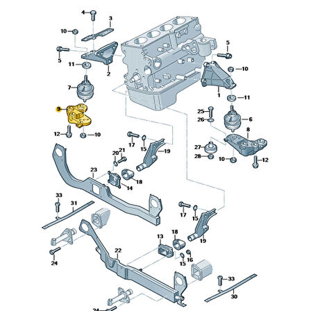 Audi A4 2001-2004 Sağ Motor Takoz Taşıyıcı Konsol 8E0199352N