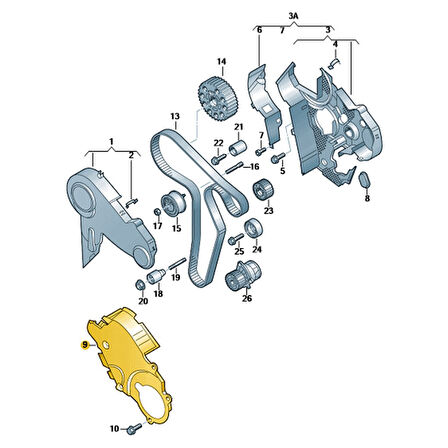 VW Golf 6 2009-2012 1.6TDi Motor Triger Alt Kapağı 03L109147B
