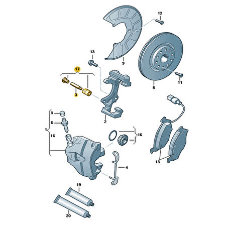 Audi A4 2005-2008 Ön Fren Kaliper Saplama Burç Takımı 4D0698647