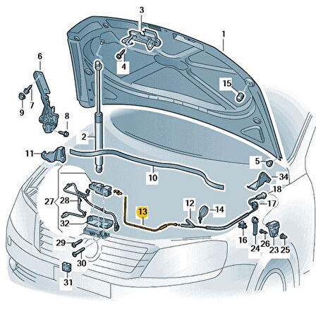 VW Passat B6 2006-2011 Motor Kaput Açma Teli Ön Parça 3C1823531