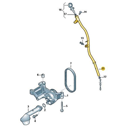 Skoda Roomster 2011-2015 1.6 TDİ CAY Motor Yağ Çubuk Borusu 03L103634G