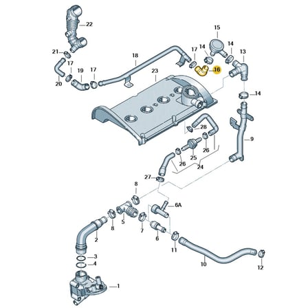 Audi A4 2005-2008 1.8T BFB Motor Hava Valfi Alt Borusu 06B103221G