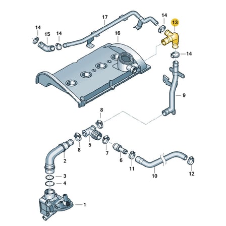 Audi A6 2002-2004 1.8T Üst Kapak Hava Hortumu 06B103221P