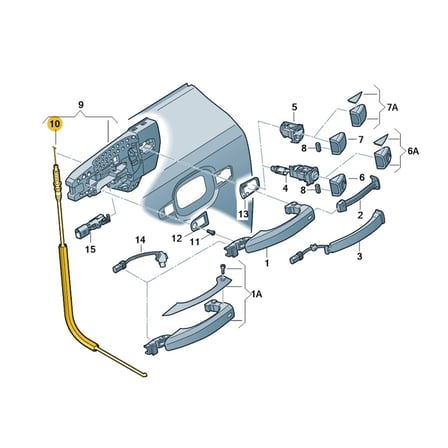 Audi A4 2013-2015 Sol Ön Dış Kapı Kolu Kilit Teli 4H0837099B