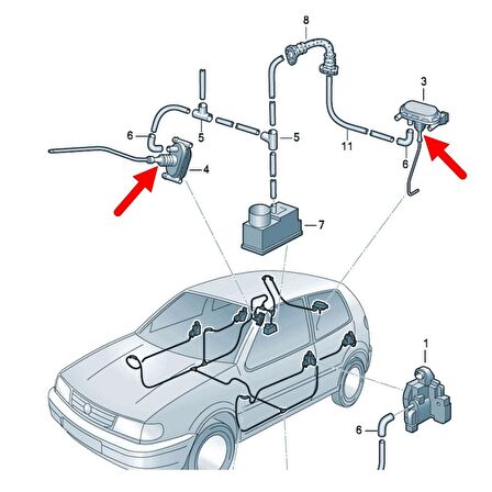 VW Polo HB 1994-1999 Havalı Merkezi Kilit Pompası Diyaframı 6N0862158