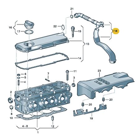 VW Passat B5.5 2001-2002 1.6 ALZ Üst Kapak Hava Alma Borusu 06B103217F