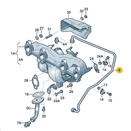 VW Caddy 2004-2010 1.9 Dizel BJB Turbo Yağlama Borusu 038145771AG