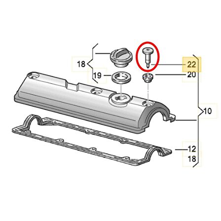 VW Polo HB 1994-1999 1.6 AEE Külbütör Üst Kapak Cıvatası 030103531D