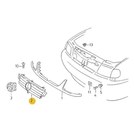 VW Polo Classic Sedan 1996-2002 Ön Panjur Izgarası 6K5853654D