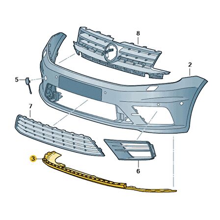 VW Caddy 2016-2020 Ön Tampon Alt Koruma Spoyleri 2K5805903A