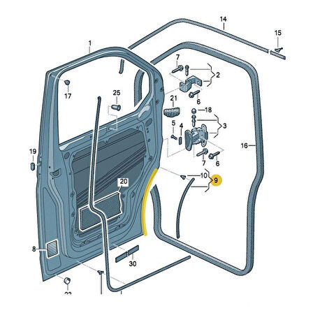 VW Caravelle T6.5 2020-2023 Ön Sol Çamurluk Kapı Ara Fitili 7H0837565A