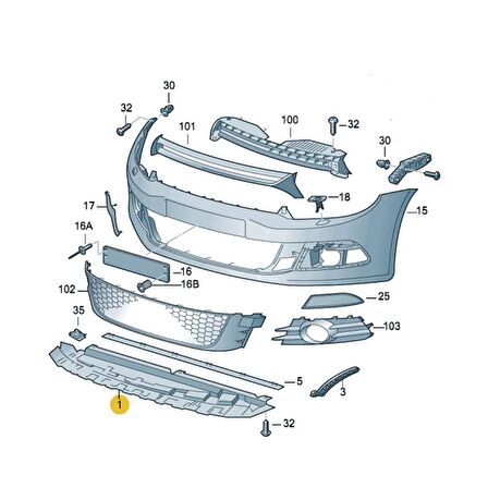 VW Scirocco 2009-2014 Ön Tampon Altı Spoyleri Muhafazası 1K8805903B