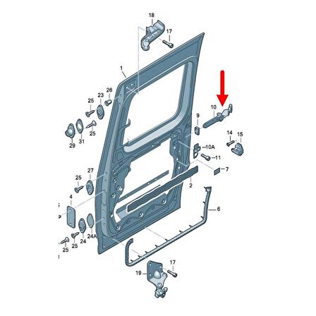 VW Caddy 04-10 Sağ Arka Sürgülü Kapı Orta Kolu Mekanizması 2K0843336A