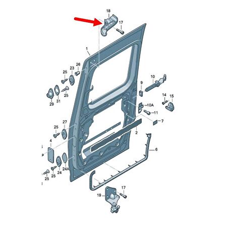 VW Caddy 2011-15 Sağ Arka Sürgülü Kapı Üst Kolu Mekanizması 2K0843436A