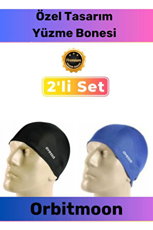 Özel Tasarım Elastik Su Geçirmez Silikon Yüzücü Yüzme Şapkası Havuz Deniz Bonesi 2'li Set