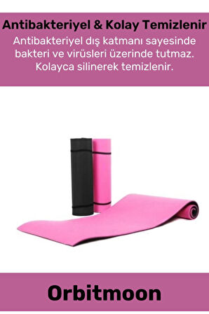 Premium Antibakteriyel Silinebilir Çift Taraflı Kaymaz Silinebilir Yoga Meditasyon Minderi 6,5mm Mat