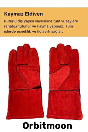 Premium Seri Isıya Dayanıklı Kaynak Yangın Su Geçirmez Çok Amaçlı Yanmaz Deri Eldiven