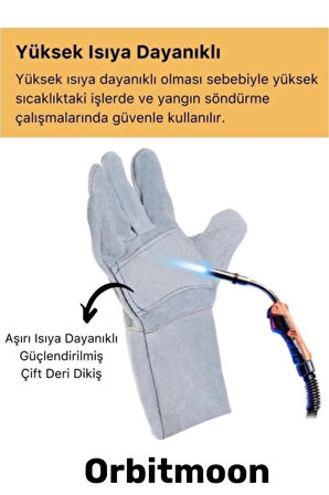Premium Seri Isıya Dayanıklı Kaynak Yangın Su Geçirmez Çok Amaçlı Yanmaz Deri Eldiven