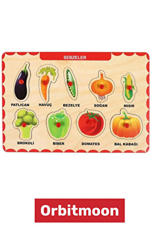 Premium Üretim Zeka Geliştirici Eğitici Öğretici Ebeveyn Çocuk Sebzeler Ahşap Tutmalı Puzzle