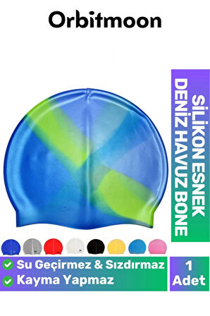 Premium Seri Su Geçirmez Sızdırmaz Kaymaz Silikon Yüzücü Elastik Yüzme Şapkası Havuz Deniz Bonesi