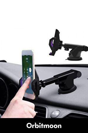 Özel Üretim Dayanıklı Vantuzlu Sağlam Çok Fonksiyonlu 360 Derece Dönebilen Teleskopik Telefon Tutucu